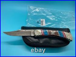 Buck 110 Custom David Yellowhorse Eagle Turquoise Damascus Knife CH115