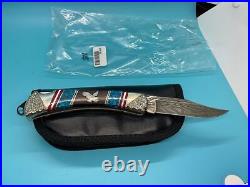 Buck 110 Custom David Yellowhorse Eagle Turquoise Damascus Knife CH115