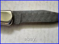 Buck 110 Stainless Damascus With Rams Horn Handles, 2008 From Buck Custom Shop