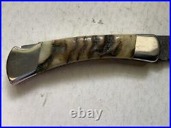 Buck 110 Stainless Damascus With Rams Horn Handles, 2008 From Buck Custom Shop