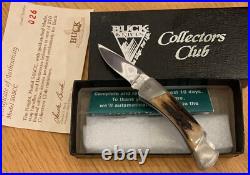 Buck Club Edition 505 Stag Damascus Bolster Knife Never Used In Box N15