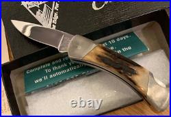 Buck Club Edition 505 Stag Damascus Bolster Knife Never Used In Box N15