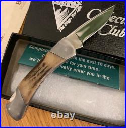 Buck Club Edition 505 Stag Damascus Bolster Knife Never Used In Box N15