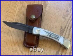 Buck Custom 110 Stag Damascus Knife Never Used D32