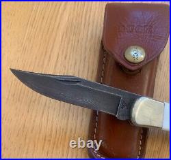 Buck Custom 110 Stag Damascus Knife Never Used D32