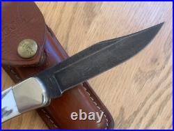Buck Custom 110 Stag Damascus Knife Never Used D32