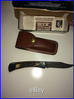 Buck Knife 110 Damascus/stag Folding Hunter