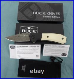 Buck Knife 590 Damascus Paradigm Ivory Micarta 2023 Limited Edition 0590IVSLE