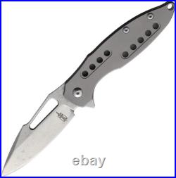 BucknBear Framelock Folding Knife 2.88 Damascus Steel Blade Titanium Handle