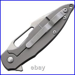 BucknBear Framelock Folding Knife 2.88 Damascus Steel Blade Titanium Handle