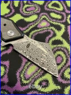 Bucknbear Shark Fin Damascus Blade Folding Knife Micarta Handle BNB3340D