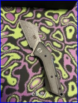 Bucknbear Shark Fin Damascus Blade Folding Knife Micarta Handle BNB3340D