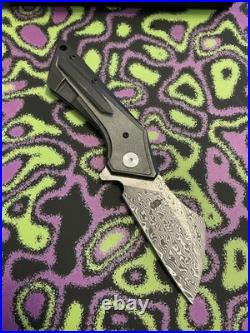 Bucknbear Shark Fin Damascus Blade Folding Knife Micarta Handle BNB3340D