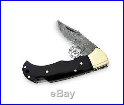 Buffalo Horn 6.5'' 100% Handmade Damascus Steel Folding Pocket Knife 100% Pri