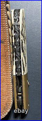 Burr Oak Folding Pocket Knife By Mark Nevling Custom Crafted With Sheath & COA
