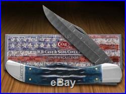 CASE XX Deep Canyon Mediterranean Blue Damascus Steel Folding Hunter Knife