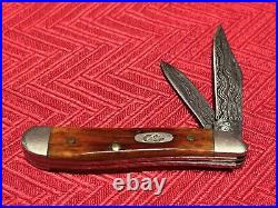 CASE XX KNIVE 2010 Chestnut Peanut Damascus Blade 6220 Pocket Folding Knives