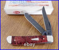 CASE XX New 27814 Red/Orange Maple Handle Damascus Mini Trapper Knife/Knives