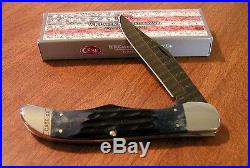CASE XX New Blue Jigged Bone Handle Ladder Damascus Folding Hunter Knife/Knives