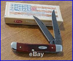 CASE XX New Chestnut Saw Cut Bone Handle Damascus Mini Trapper Knife/Knives