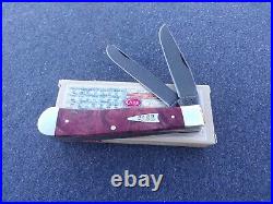 CASE XX i 2021 RED ORANGE MAPLE BURL WOOD DAMASCUS TRAPPER KNIFE KNIVES