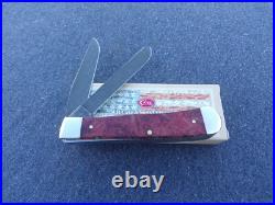 CASE XX i 2021 RED ORANGE MAPLE BURL WOOD DAMASCUS TRAPPER KNIFE KNIVES
