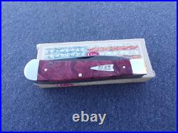 CASE XX i 2021 RED ORANGE MAPLE BURL WOOD DAMASCUS TRAPPER KNIFE KNIVES