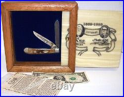 CASE xx PARKER 1889-1989 Centennial Knife Damascus Steel 2Blade Wood Display Box