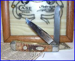 CASE xx PARKER 1889-1989 Centennial Knife Damascus Steel 2Blade Wood Display Box