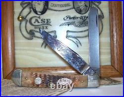 CASE xx PARKER 1889-1989 Centennial Knife Damascus Steel 2Blade Wood Display Box