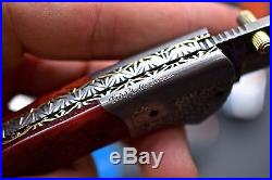 CFK DAVID YELLOWHORSE Custom Handmade Damascus SCRIMSHAW SPIDER Folding Knife