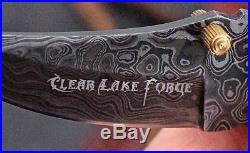 CFK USA Clear-Lake-Forge Handmade Damascus Turquoise Bone Folding Pocket Knife