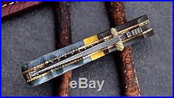 CFK USA Clear-Lake-Forge Handmade Damascus Turquoise Bone Folding Pocket Knife