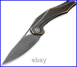 CIVIVI Civc904ds3 Plethiros Linnerlock Brass Handle Damascus Folding Knife