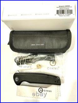 CIVIVI Knives C909DS Brigand Flipper Knife 3.46 Damascus Blade, Textured Black