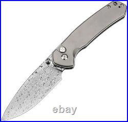 CJRB Pyrite Folding Knife 3.13 Damascus Steel Blade Titanium Handle 1925LTDM