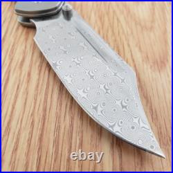 CJRB Pyrite Folding Knife 3.13 Damascus Steel Clip Point Blade Titanium Handle