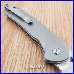 CJRB Pyrite Folding Knife 3.13 Damascus Steel Clip Point Blade Titanium Handle