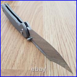 CJRB Pyrite Folding Knife 3.13 Damascus Steel Clip Point Blade Titanium Handle