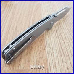 CJRB Pyrite Folding Knife 3.13 Damascus Steel Clip Point Blade Titanium Handle