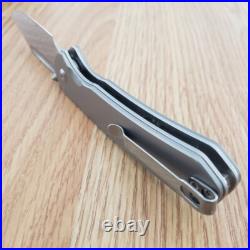 CJRB Pyrite Folding Knife 3.13 Damascus Steel Clip Point Blade Titanium Handle