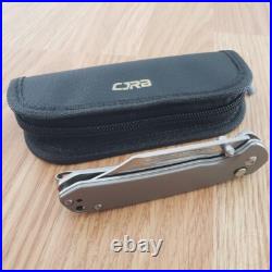 CJRB Pyrite Folding Knife 3.13 Damascus Steel Clip Point Blade Titanium Handle
