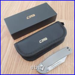 CJRB Pyrite Folding Knife 3.13 Damascus Steel Clip Point Blade Titanium Handle