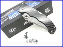 COLD STEEL Carbon Fiber NIGHT FORCE Straight DAMASCUS Folding Pocket Knife! 63NF