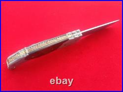 CUSTOM FOLDING KNIFE Alabama Damascus STEEL Black pearl Carved Eagle craft Arts