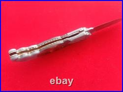 CUSTOM FOLDING KNIFE Alabama Damascus STEEL Black pearl Carved Eagle craft Arts