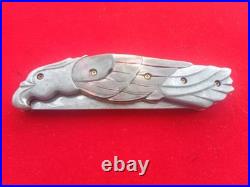 CUSTOM FOLDING KNIFE Alabama Damascus STEEL Black pearl Carved Eagle craft Arts