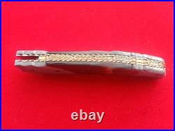 CUSTOM FOLDING KNIFE Alabama Damascus STEEL Black pearl Carved Eagle craft Arts