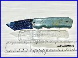 CUSTOM FOLDING KNIFE MOSAIC DAMASCUS STEEL ARTS mokume RARE S. JANGTANONG S-30