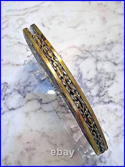 CUSTOM FOLDING KNIFE MOSAIC DAMASCUS STEEL carved brass RARE S. JANGTANONG S-04